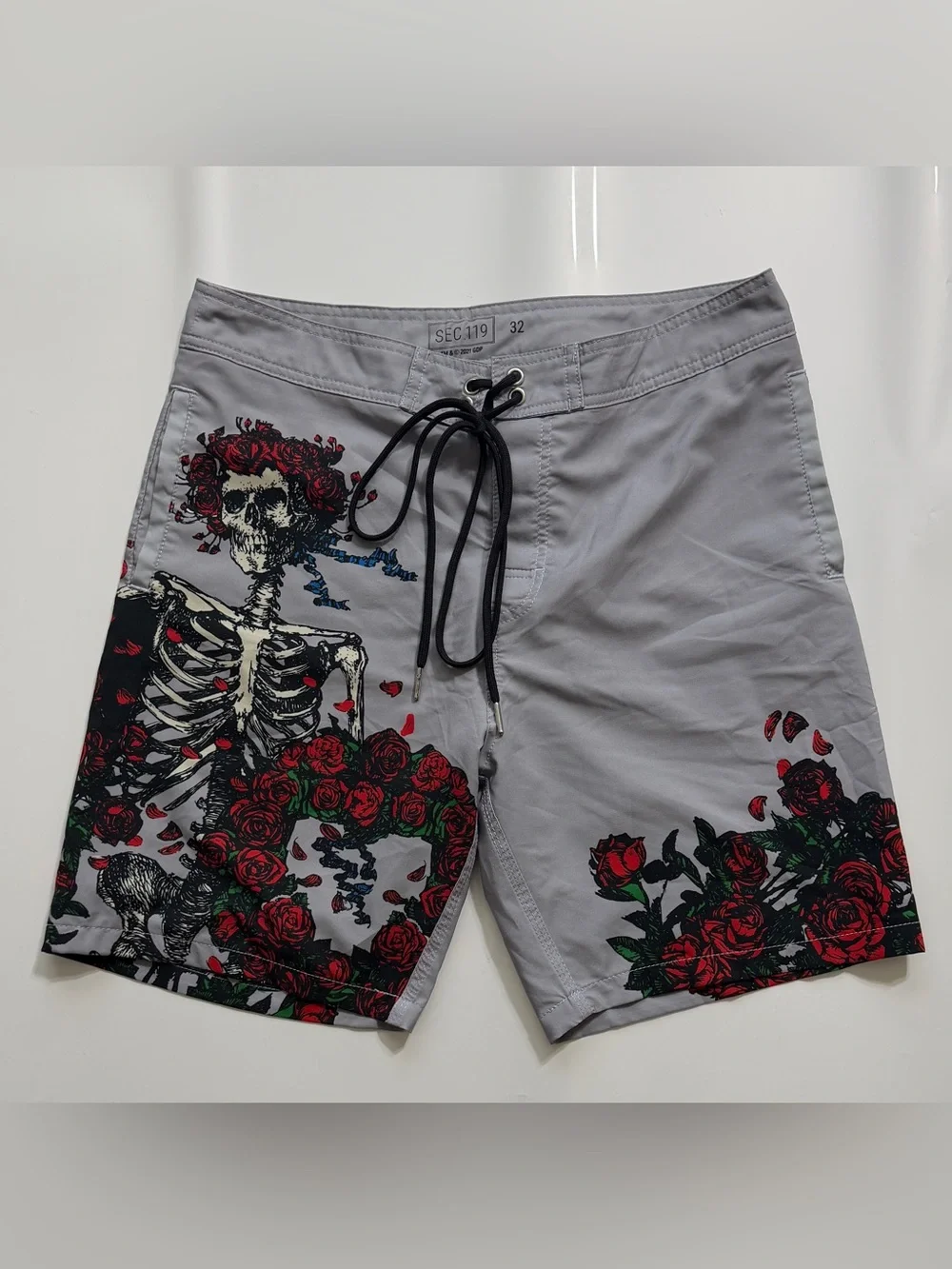 Section 119 Grateful Dead Board Shorts Mens 32 Bertha Skull Roses Swim Trunks